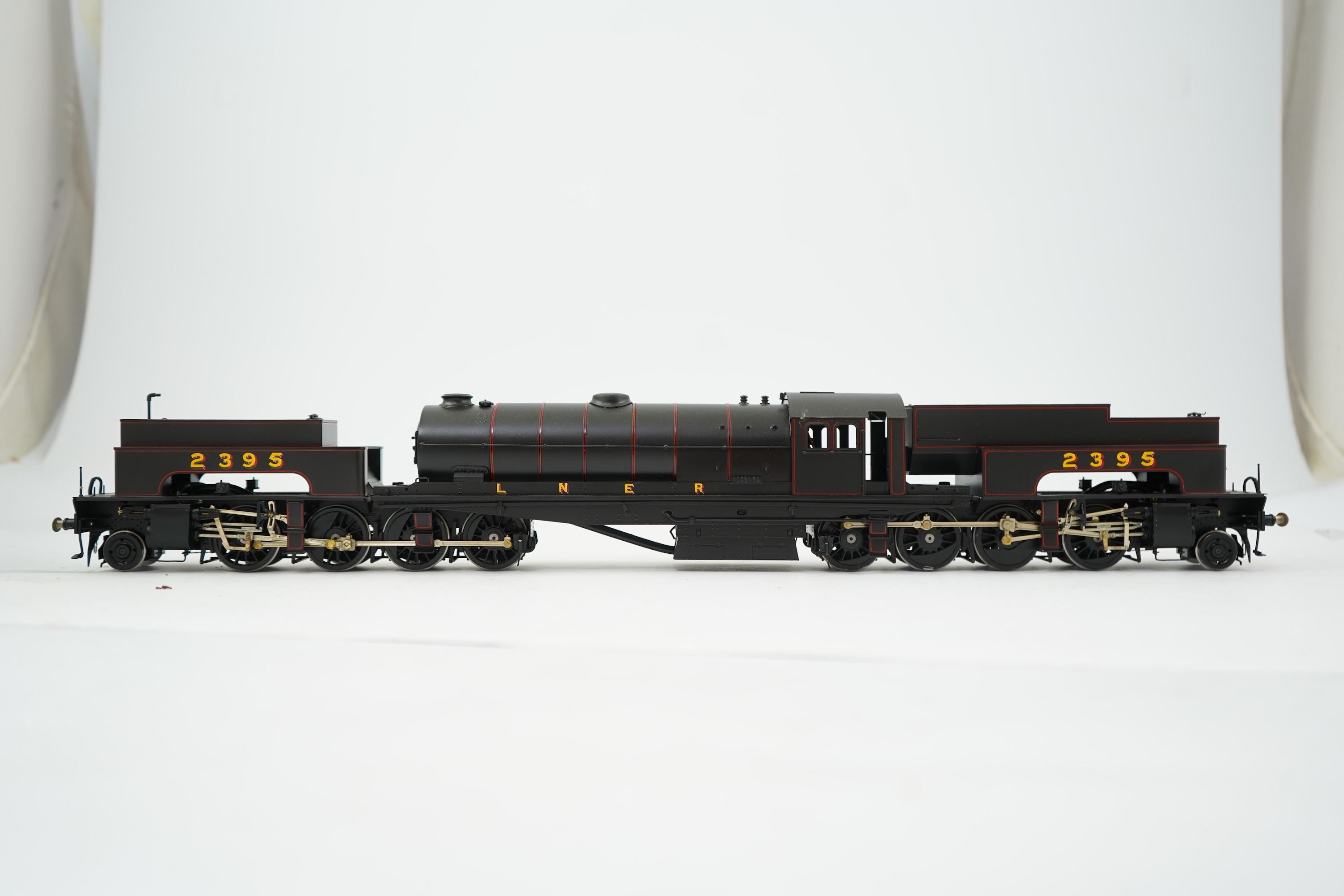 A 0 Gauge Gladiator Kits model of LNER Class U1 2395, Garratt 2-8-0+0-8-2 locomotive, a highly detailed model, constructed painted and lined out to a very high standard and powered for two rail operation.